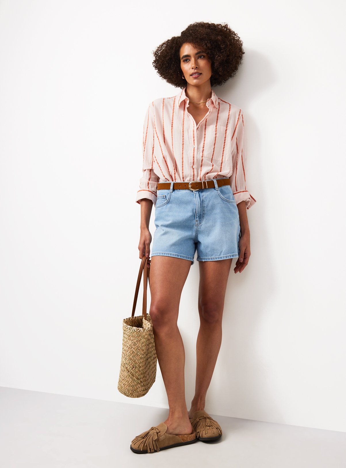 Light Denim A Line Belted Boy Shorts 8 - Image 3 thumbnail